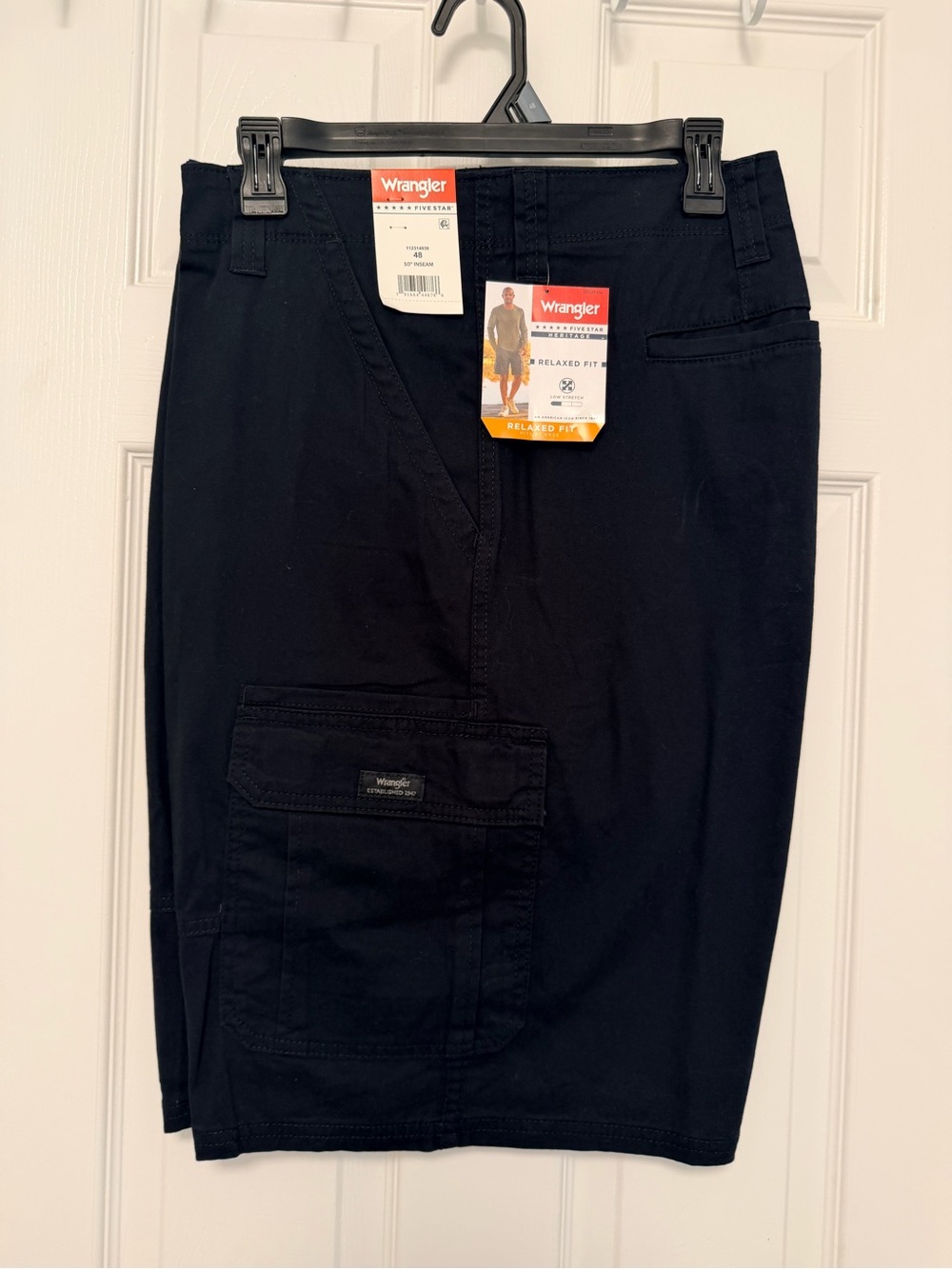 Wrangler Five Star Heritage Men’s Cargo Shorts Black Size 48 Relaxed Fit NWT